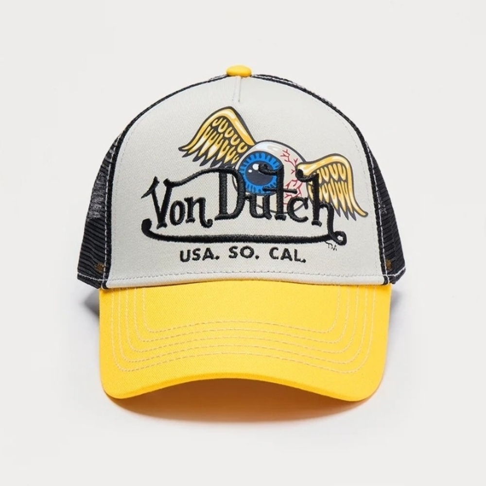 Von Dutch So Cal Trucker Hat Grey/Yellow Combo